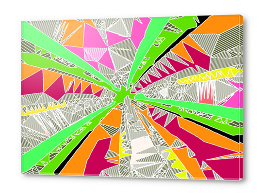 psychedelic geometric pattern drawing abstract background in green orange red pink Acrylic prints by Timmy333