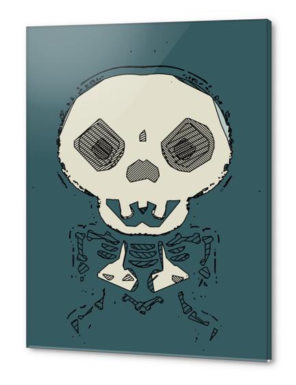 skull and bone graffiti drawing with green background Acrylic prints by Timmy333