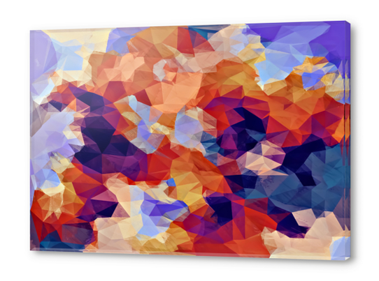 psychedelic geometric polygon pattern abstract in orange brown blue purple Acrylic prints by Timmy333