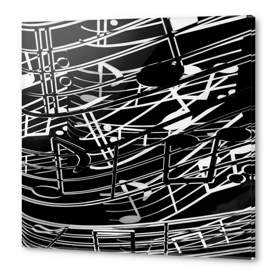 music note sign abstract background in black and white Acrylic prints by Timmy333