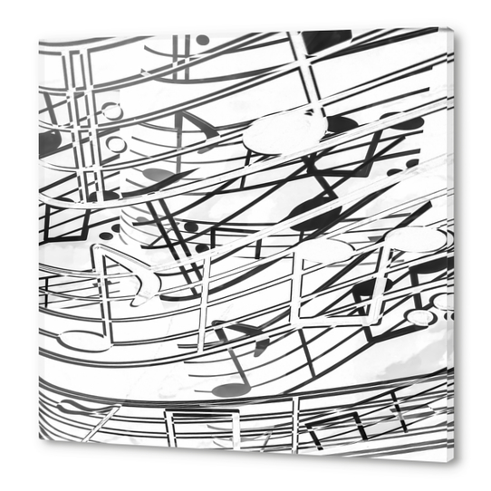 music note sign pattern abstract background in black and white Acrylic prints by Timmy333