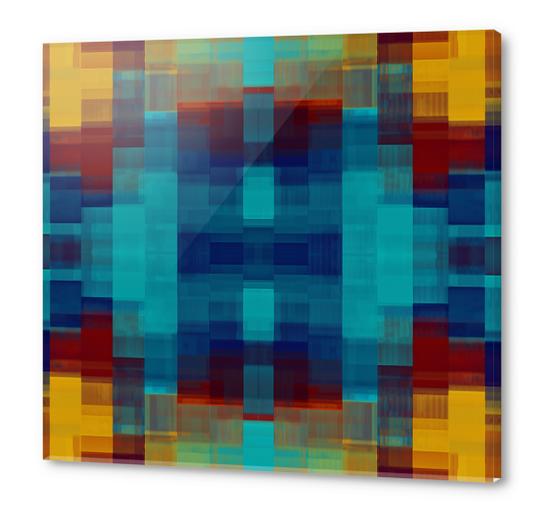 blue yellow and red plaid pattern abstract background Acrylic prints by Timmy333