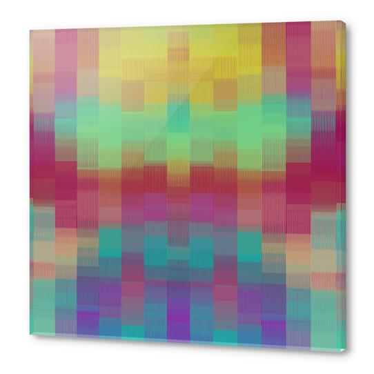 yellow pink blue and purple plaid pattern abstract background Acrylic prints by Timmy333