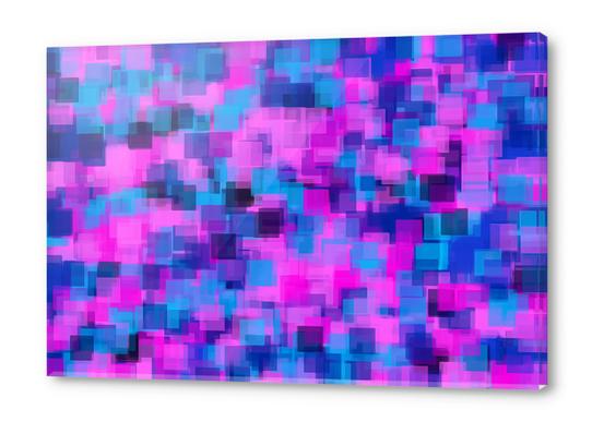 pink purple and blue square pattern abstract background Acrylic prints by Timmy333