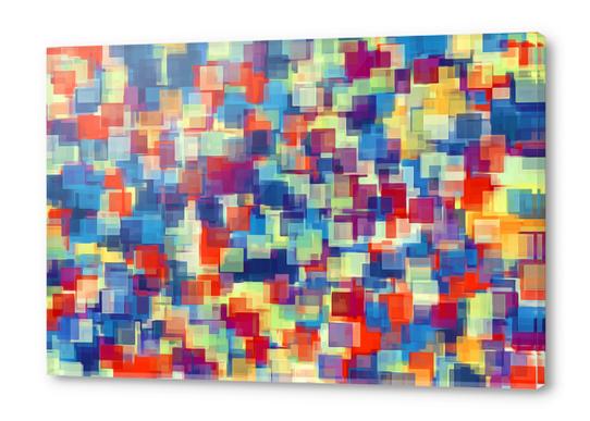 orange red and blue square pattern abstract background Acrylic prints by Timmy333