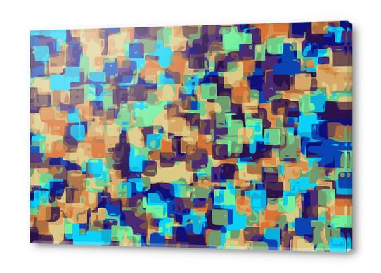 blue brown and orange square pattern abstract background Acrylic prints by Timmy333