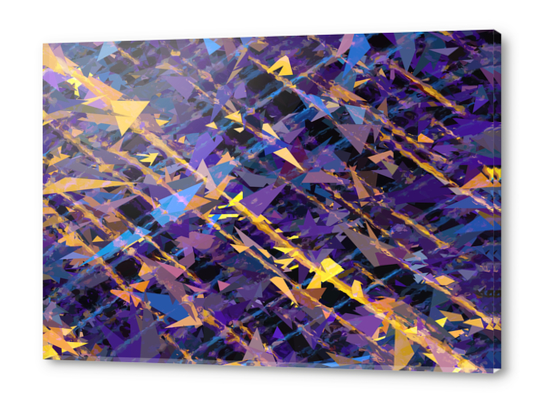 splash geometric triangle pattern abstract background in blue purple yellow Acrylic prints by Timmy333