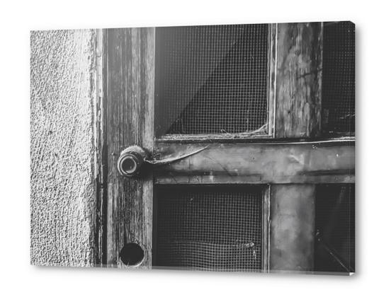 old vintage wooden door in black and white Acrylic prints by Timmy333