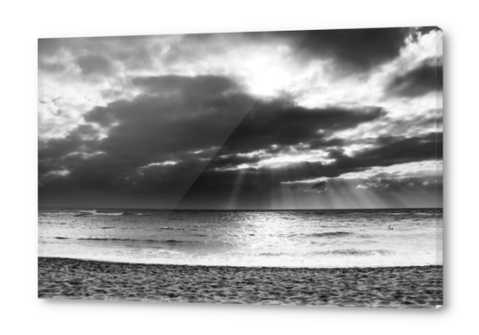 sandy beach with cloudy sky in black and white Acrylic prints by Timmy333