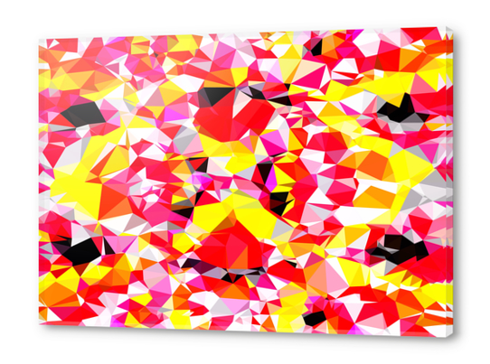 psychedelic geometric triangle polygon abstract pattern in red pink yellow Acrylic prints by Timmy333