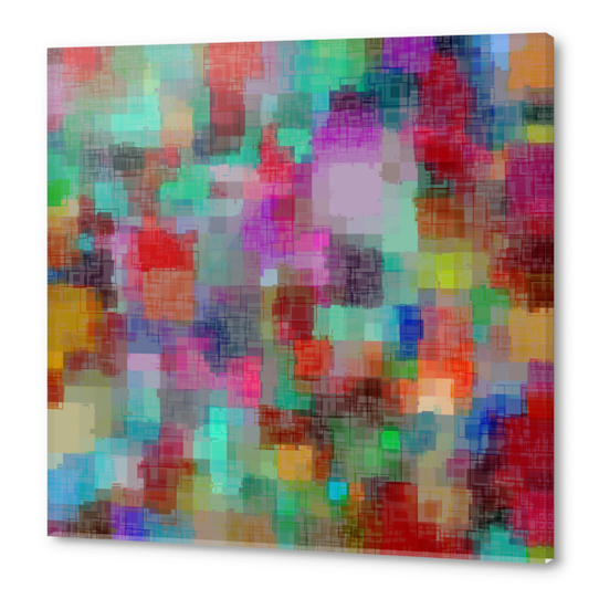 geometric square pixel pattern abstract in green blue red pink purple Acrylic prints by Timmy333