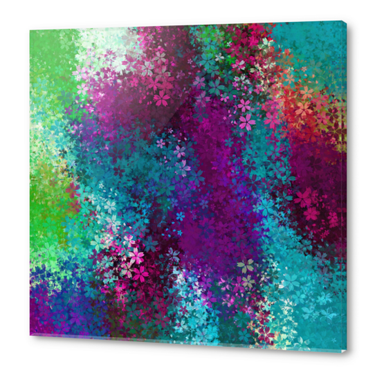 flower pattern abstract background in purple pink blue green Acrylic prints by Timmy333