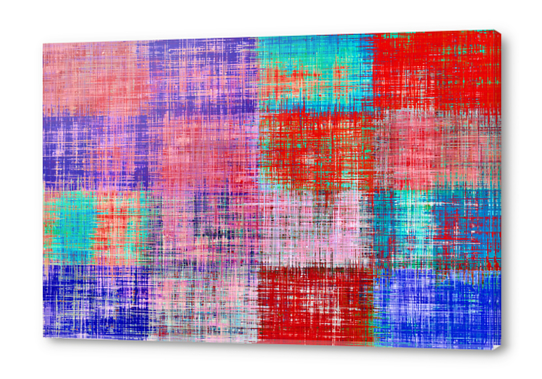 square plaid pattern texture abstract in red blue pink purple Acrylic prints by Timmy333