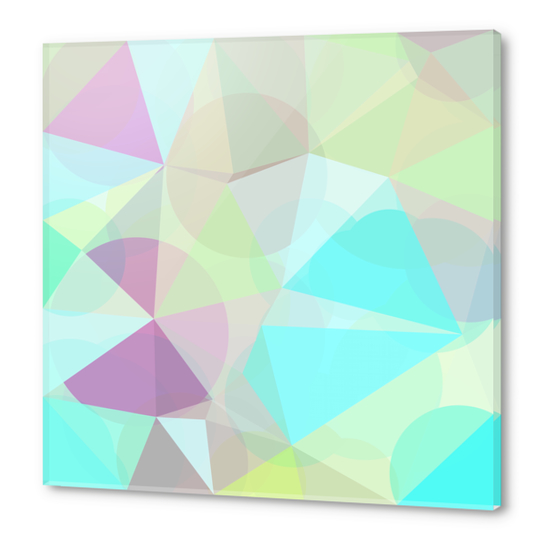 geometric triangle and circle pattern abstract in blue green pink Acrylic prints by Timmy333