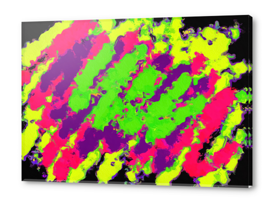 sychedelic splash painting abstract texture in yellow green pink purple black Acrylic prints by Timmy333