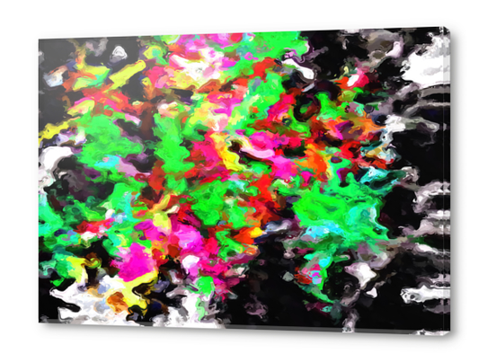 psychedelic splash painting abstract texture in pink green yellow black Acrylic prints by Timmy333