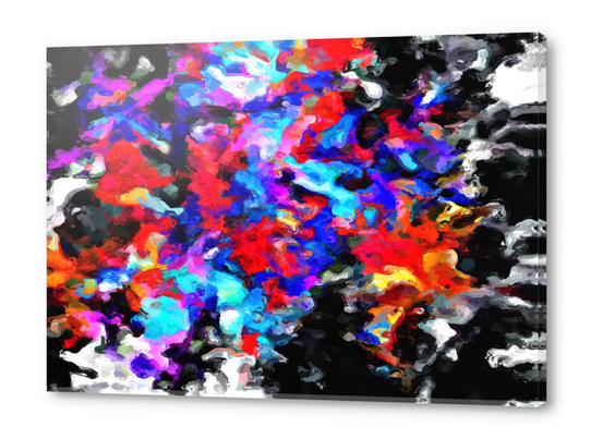 psychedelic splash painting abstract texture blue red pink black Acrylic prints by Timmy333