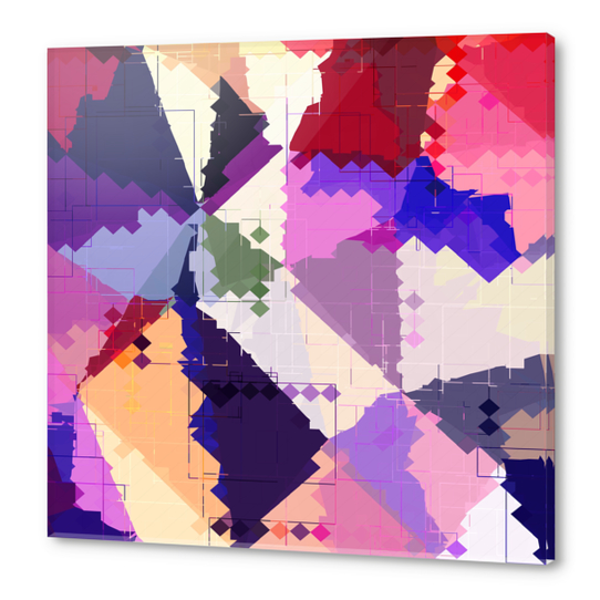 geometric square pixel and triangle pattern abstract in pink purple blue Acrylic prints by Timmy333