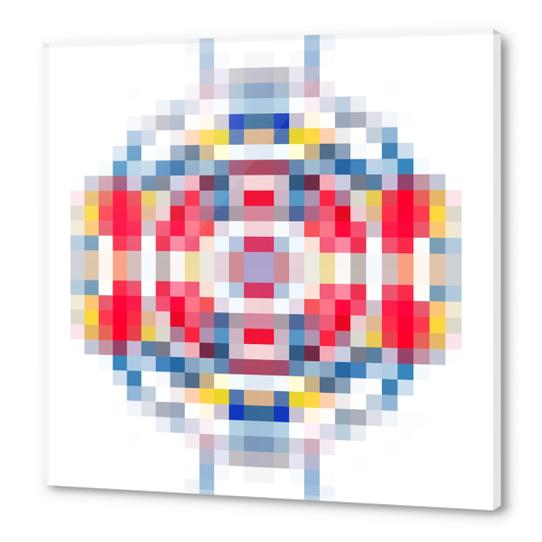 geometric square pattern pixel abstract in red blue yellow Acrylic prints by Timmy333