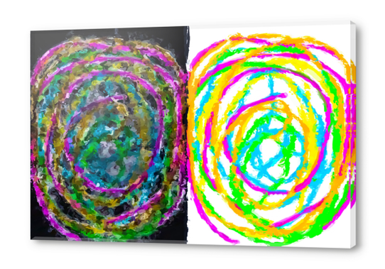 colorful circle pattern drawing abstract with black and white background Acrylic prints by Timmy333