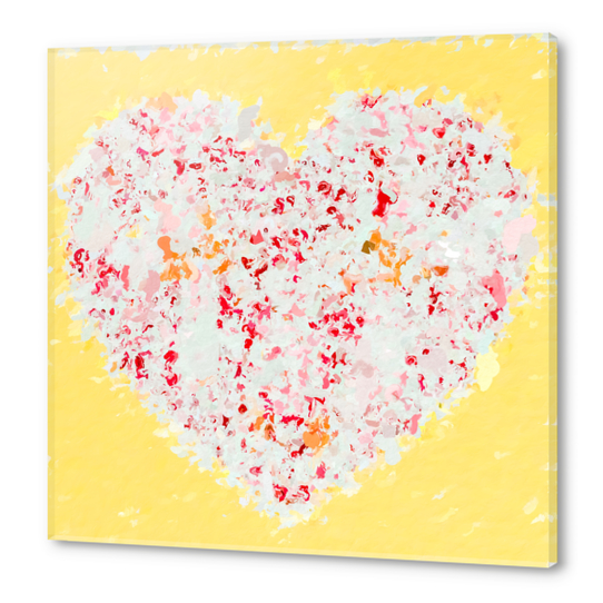 pink and red heart shape with yellow background Acrylic prints by Timmy333