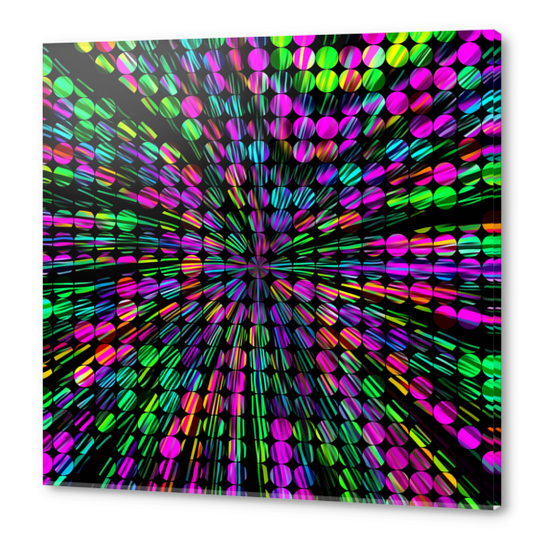 geometric circle abstract pattern in pink blue green black Acrylic prints by Timmy333