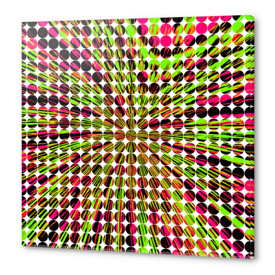 geometric circle abstract pattern in green and pink Acrylic prints by Timmy333