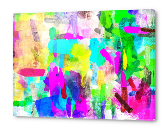 splash brush painting texture abstract background in blue pink yellow green Acrylic prints by Timmy333