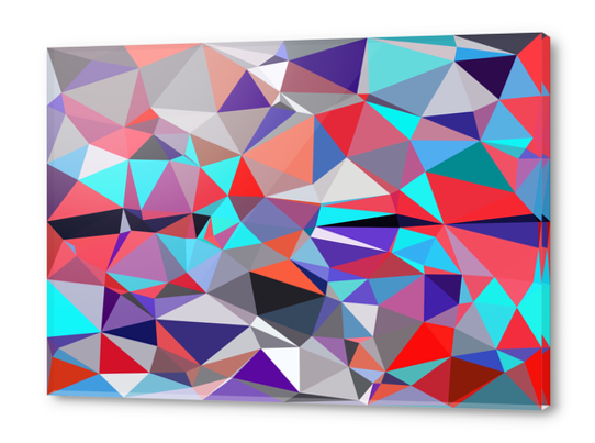 geometric triangle polygon pattern abstract background in red blue purple Acrylic prints by Timmy333