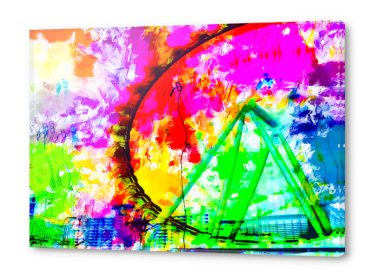 ferris wheel in the city at Las Vegas, USA with colorful painting abstract background Acrylic prints by Timmy333