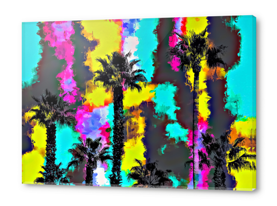 palm tree pattern with painting texture abstract in green blue yellow pink Acrylic prints by Timmy333