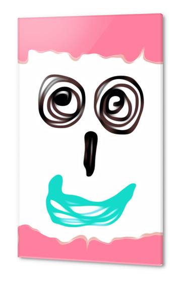 funny face with pink background and blue lip Acrylic prints by Timmy333