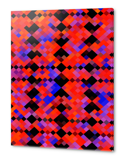 red and blue geometric square pixel pattern abstract background Acrylic prints by Timmy333