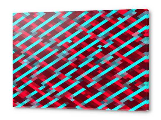 geometric pixel square pattern abstract background in red blue Acrylic prints by Timmy333