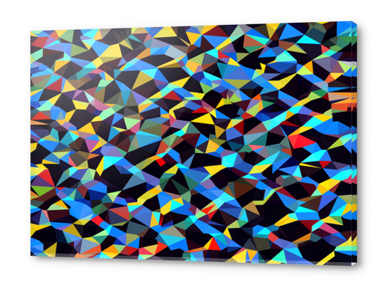 psychedelic geometric triangle polygon pattern abstract background in blue yellow red Acrylic prints by Timmy333