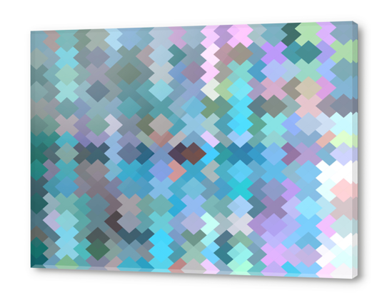 geometric square pixel pattern abstract in blue and pink Acrylic prints by Timmy333