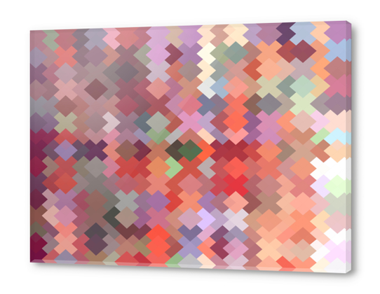 geometric square pixel pattern abstract in red brown green Acrylic prints by Timmy333