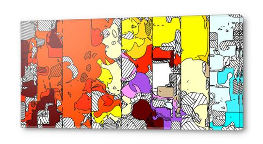 geometric drawing and painting abstract in orange red yellow purple brown and blue Acrylic prints by Timmy333