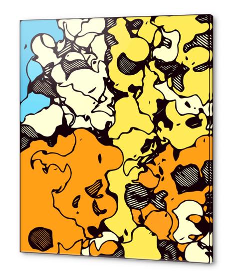 psychedelic graffiti painting abstract in orange yellow and blue Acrylic prints by Timmy333