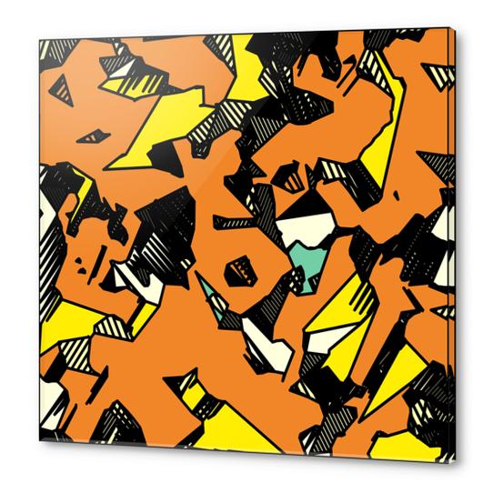 grunge geometric drawing and painting abstract in brown yellow and black Acrylic prints by Timmy333