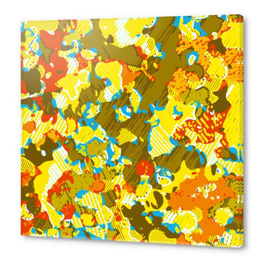 psychedelic graffiti painting abstract in yellow blue brown and red Acrylic prints by Timmy333