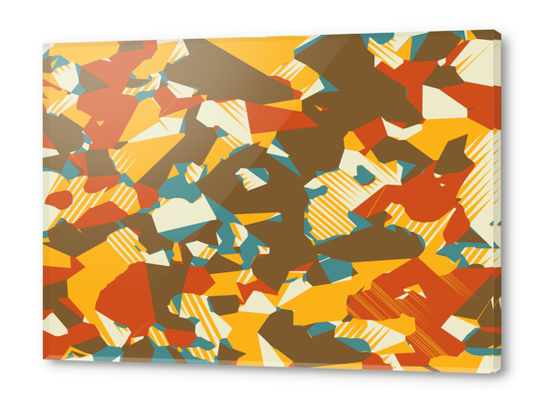 geometric graffiti drawing and painting abstract in brown yellow blue and orange Acrylic prints by Timmy333