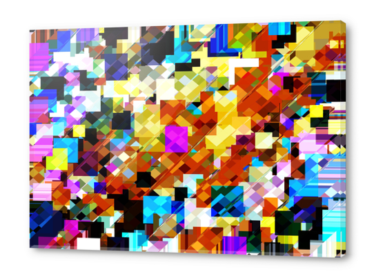 geometric square pixel pattern abstract in brown pink yellow blue Acrylic prints by Timmy333