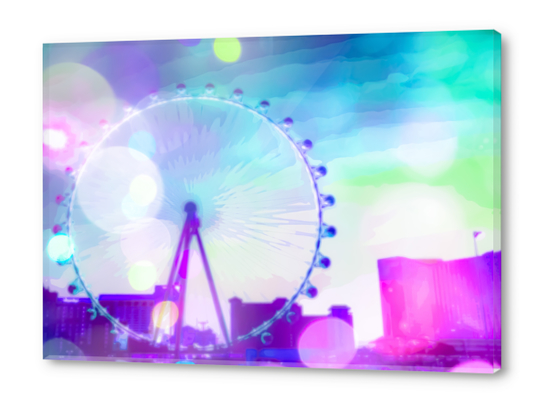 ferris wheel in the city at Las Vegas, USA with the night light bokeh Acrylic prints by Timmy333