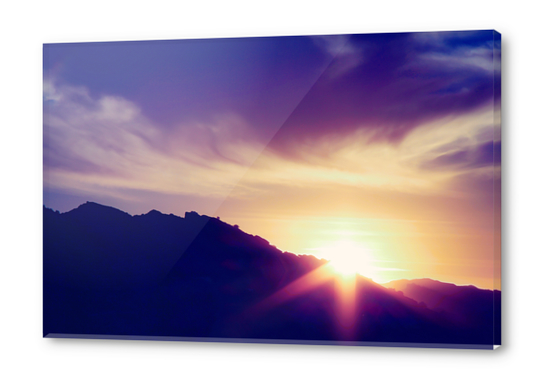 sunset over the mountain with beautiful cloudy sky Acrylic prints by Timmy333