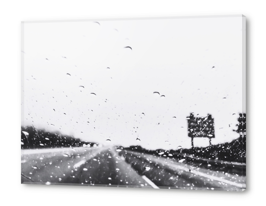 on the road in the rainy day in black and white Acrylic prints by Timmy333