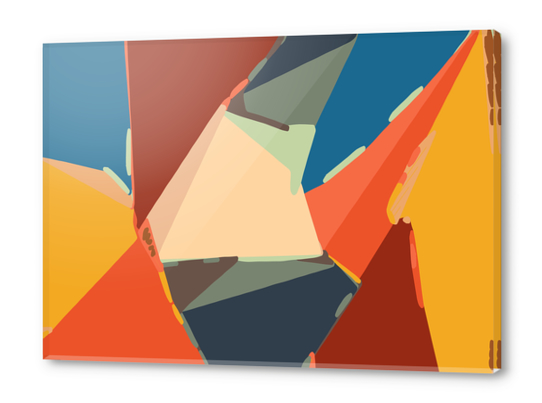 geometric pattern abstract in brown orange blue Acrylic prints by Timmy333