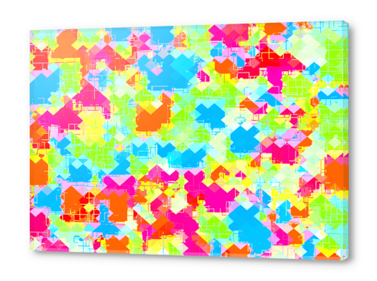 geometric pixel square pattern abstract in pink blue green orange Acrylic prints by Timmy333