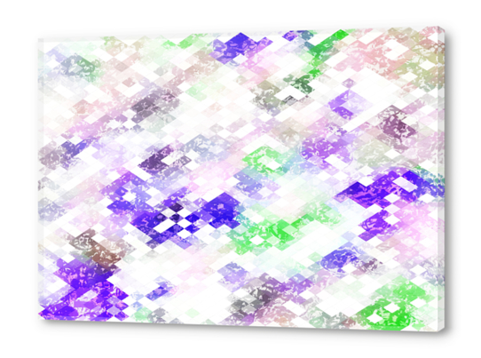 psychedelic geometric pixel abstract pattern in purple green pink Acrylic prints by Timmy333