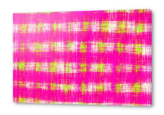 plaid pattern graffiti painting abstract in pink and yellow Acrylic prints by Timmy333